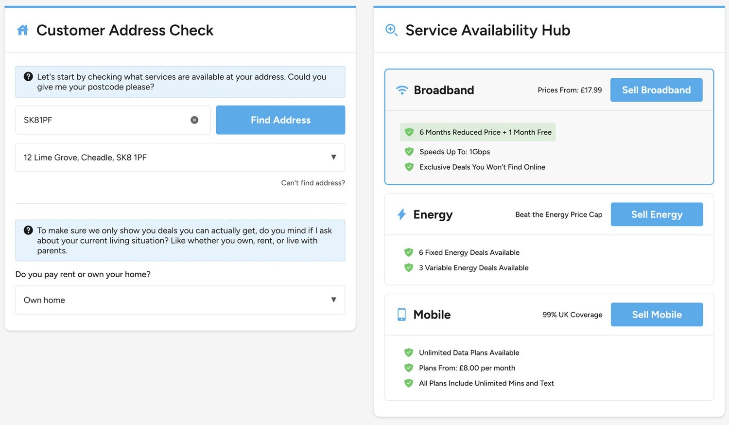KOA address check and service availability hub